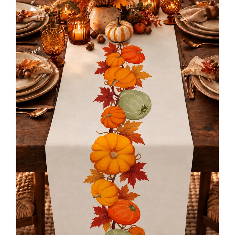 Camino De Mesa Halloween Calabaza Naranja Claro
