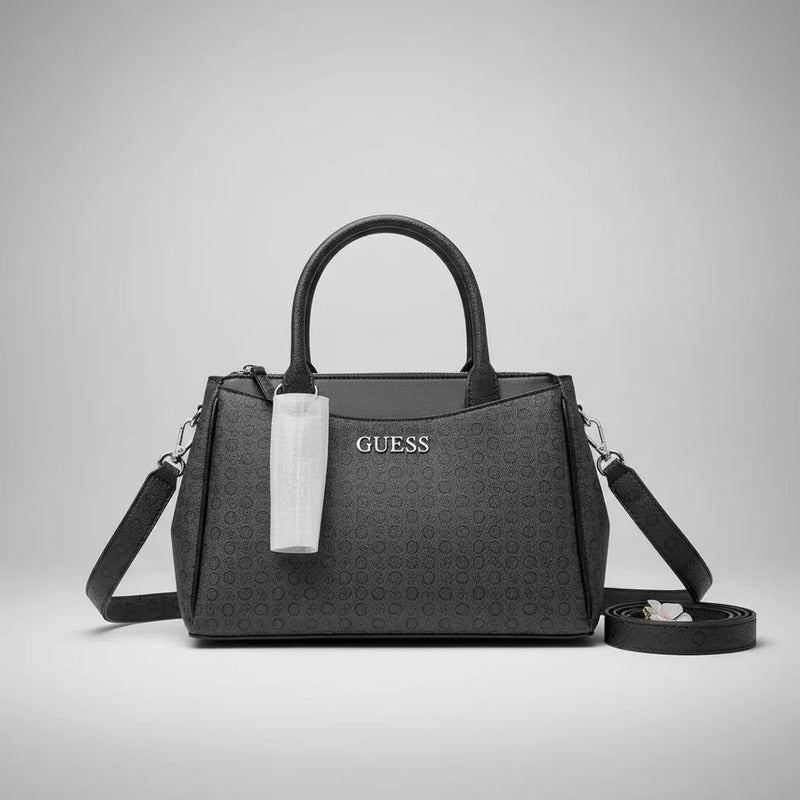 Bolsos Guess Gris Oscuro Letras G Níquel Gris Y Negro