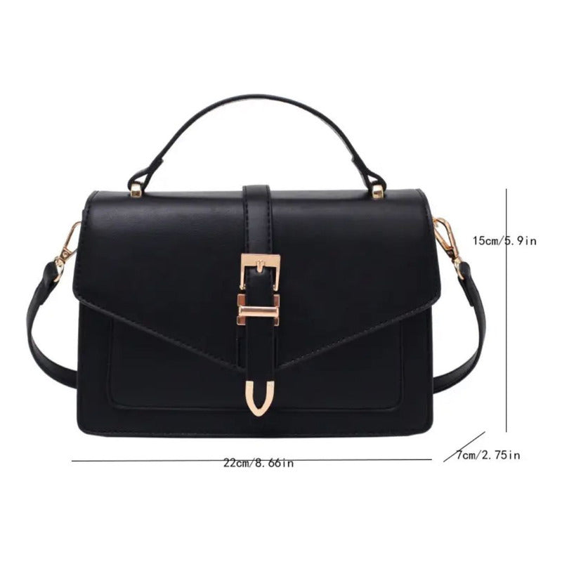 Bolso Casual Para Mujer Negro Lisa Oro Negro