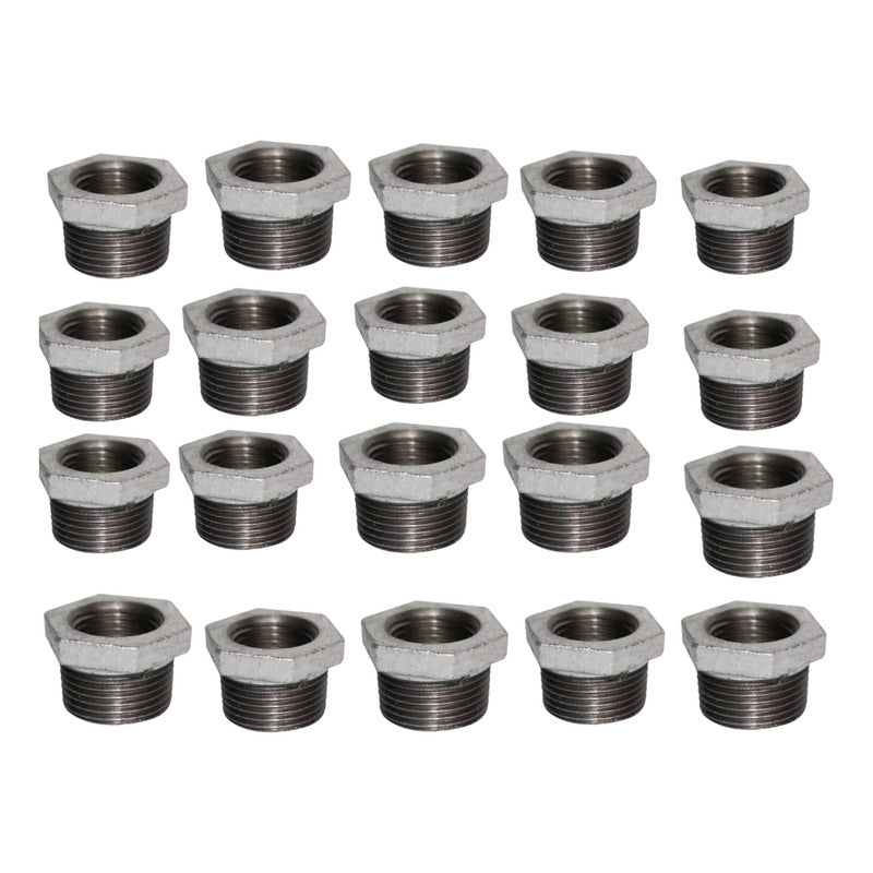 20 Pza Reducción Bushing 1 A 3/4 Acero Al Carbon
