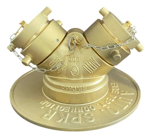 Toma Siamesa Contra Incendio Con Tapones, Cadena Y Disco.