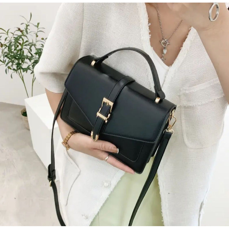 Bolso Casual Para Mujer Negro Lisa Oro Negro