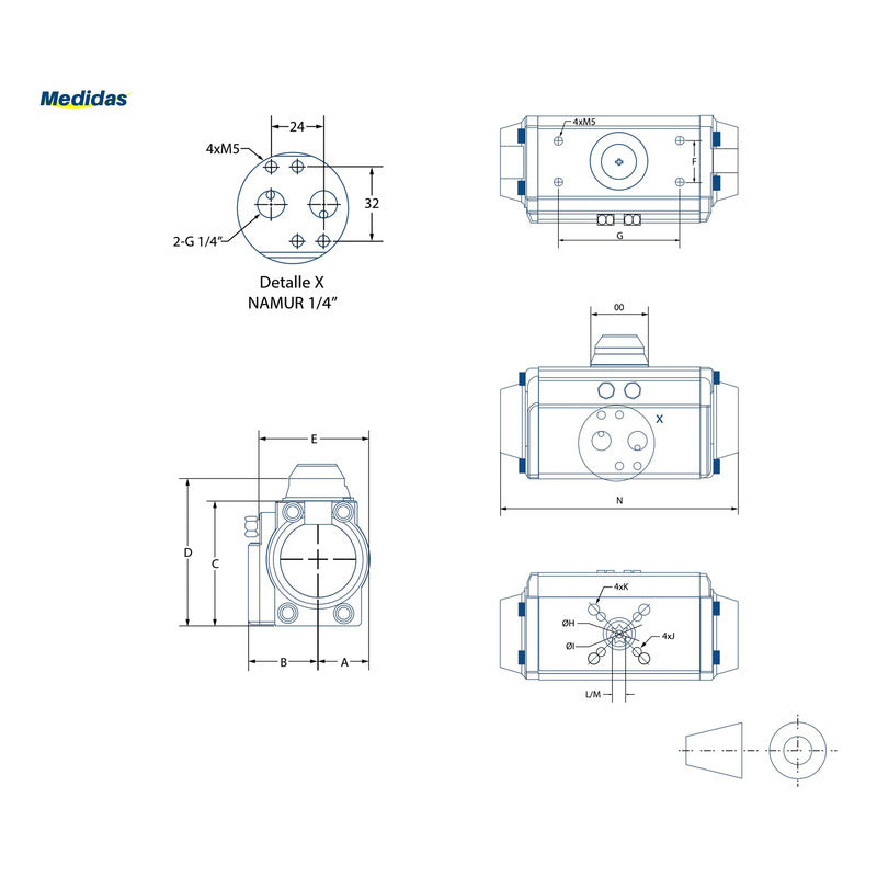 Actuador Neumático De Doble Efecto 75mm Para Válvula