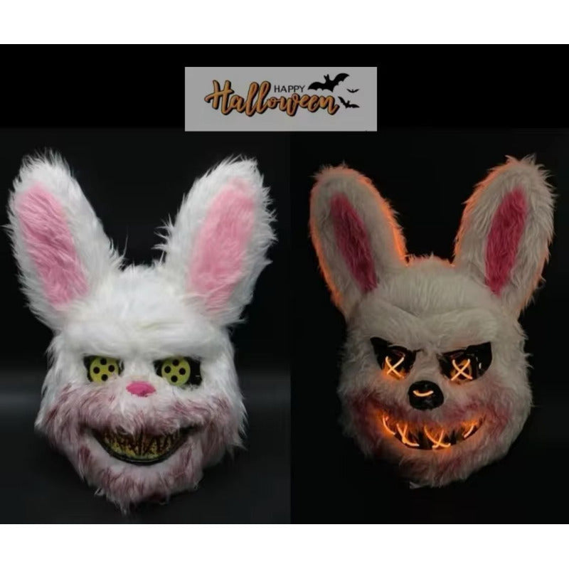 Máscara Led Conejo Malo Terror - Adolescentes Y Adulto Blanco Mascara Conejo De Terror Led