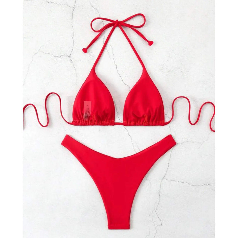Traje De Baño Playa Rojo Lisa Ch