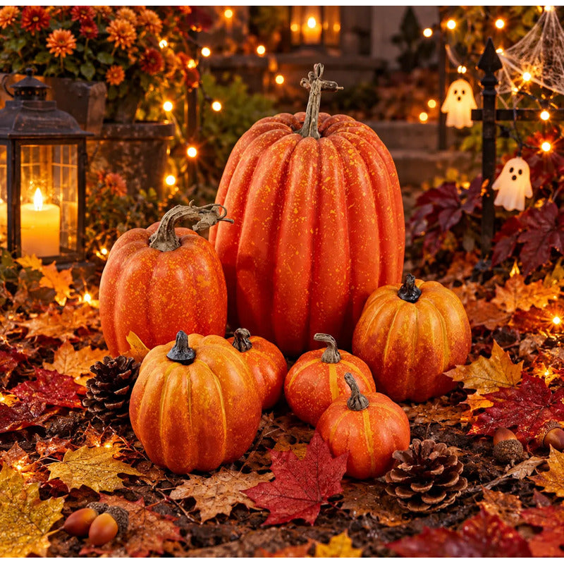 Set Decorativo De 7 Calabazas .