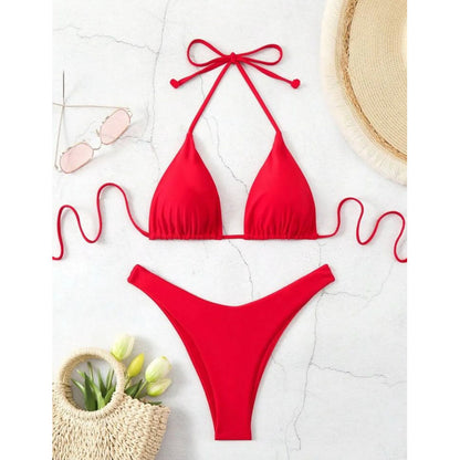 Traje De Baño Playa Rojo Lisa Ch