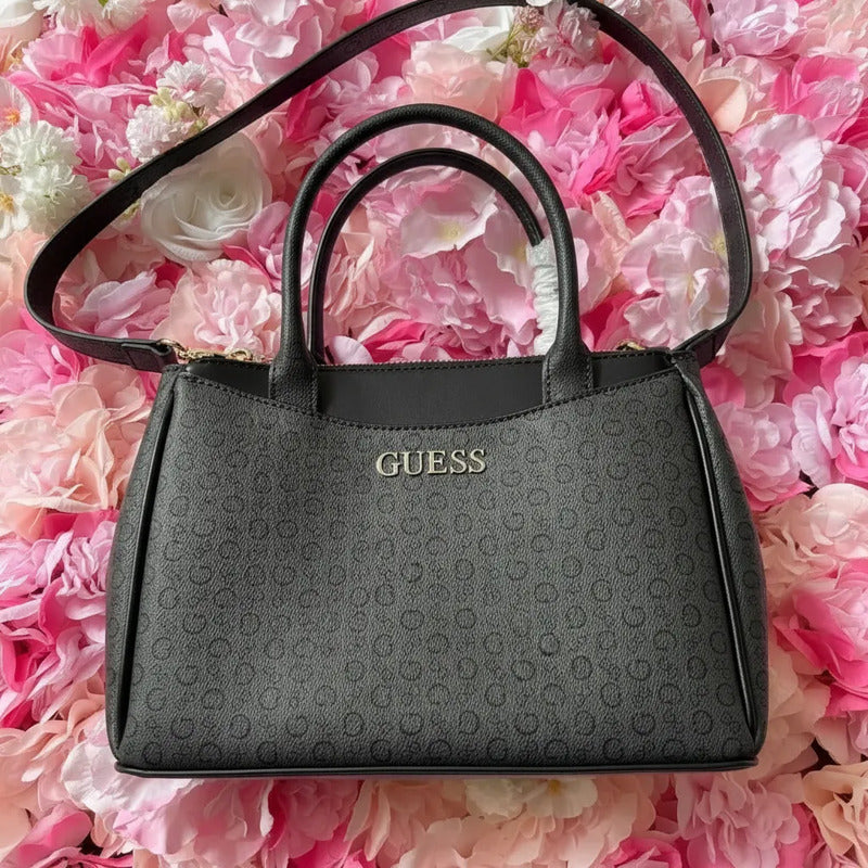 Bolsos Guess Gris Oscuro Letras G Níquel Gris Y Negro