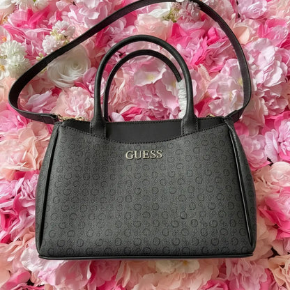 Bolsos Guess Gris Oscuro Letras G Níquel Gris Y Negro