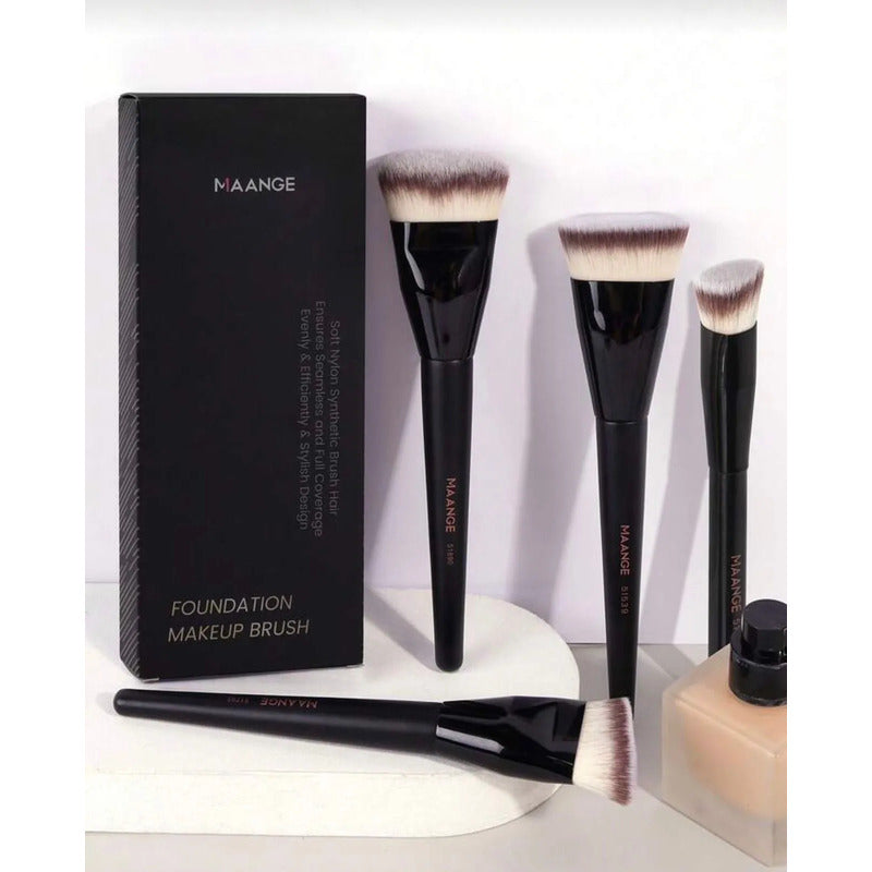 Brochas Maange Para Maquillaje, Set 4 Piezas Negro