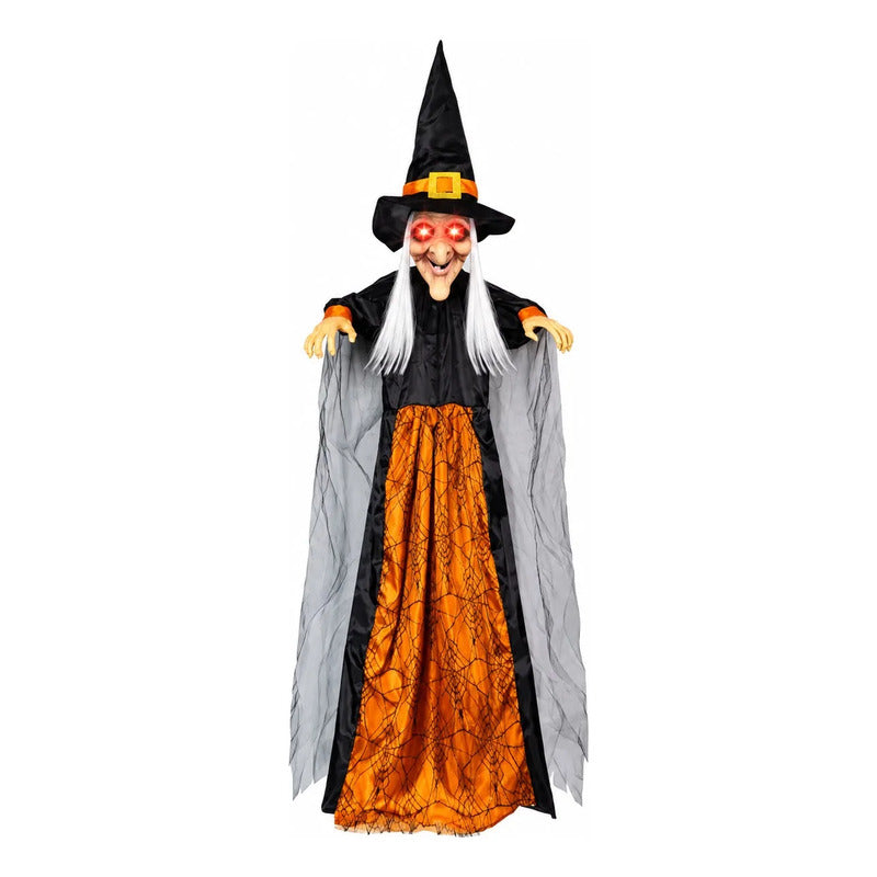 Decoración Halloween Bruja Naranja Y Negro