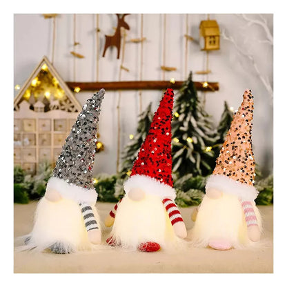 3pcs Muñecos Rudolph Navideños Con Lentejuelas Y Luces-navidad Muñeca-regalos Navideños Rojo