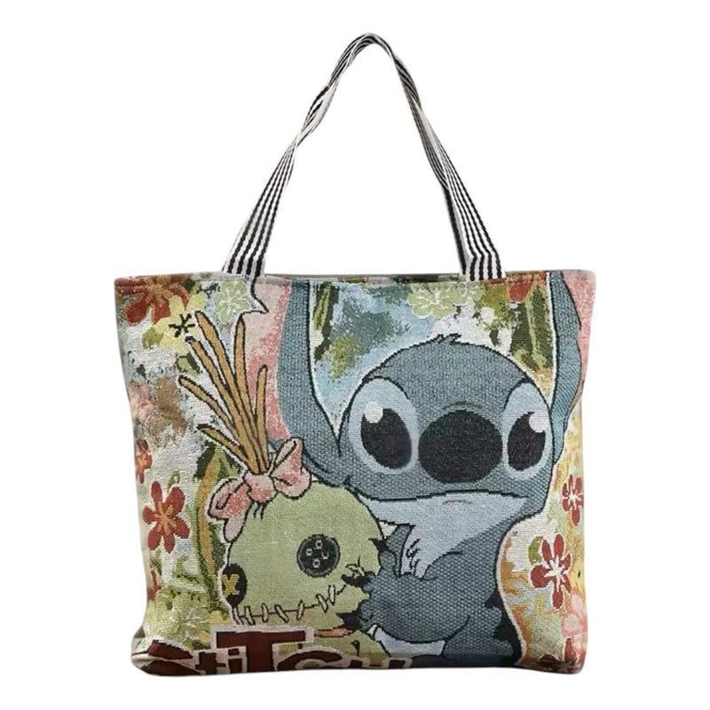 Bolso Grande De Stich Azul Y Verde