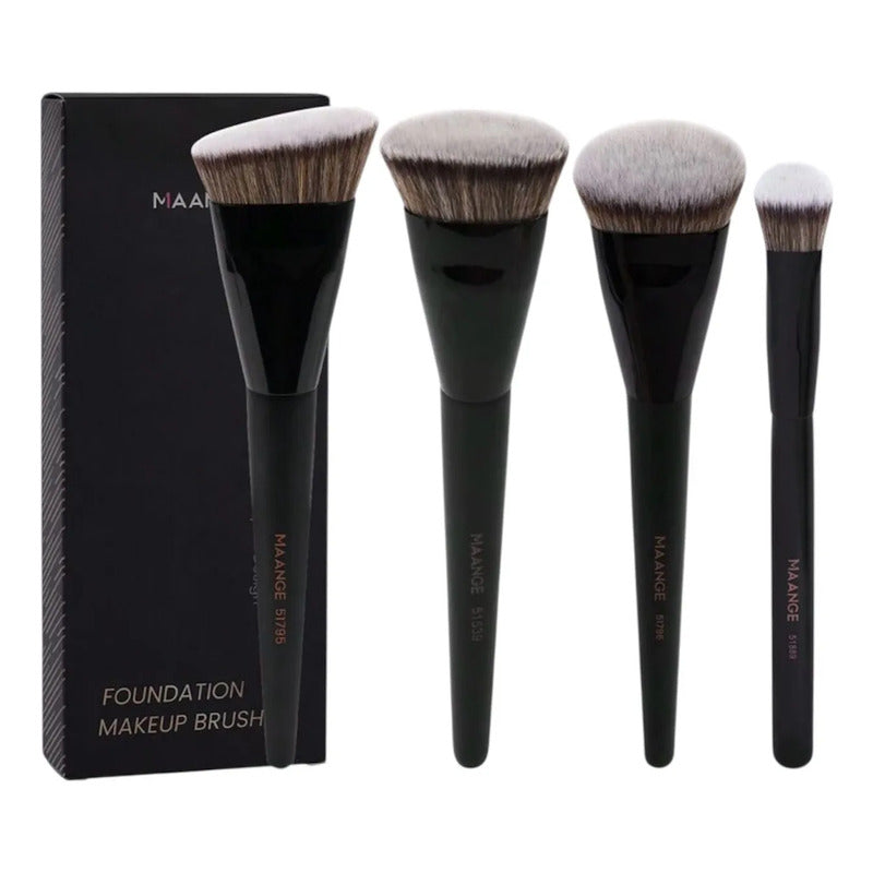 Brochas De Maquillaje Mange Premium 4 Piezas Negro