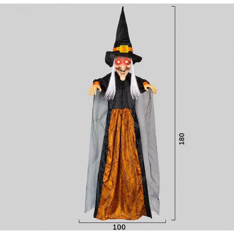 Decoración Halloween Bruja Naranja Y Negro
