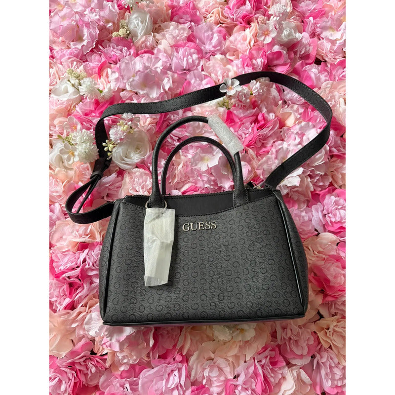 Bolsos Guess Gris Oscuro Letras G Níquel Gris Y Negro