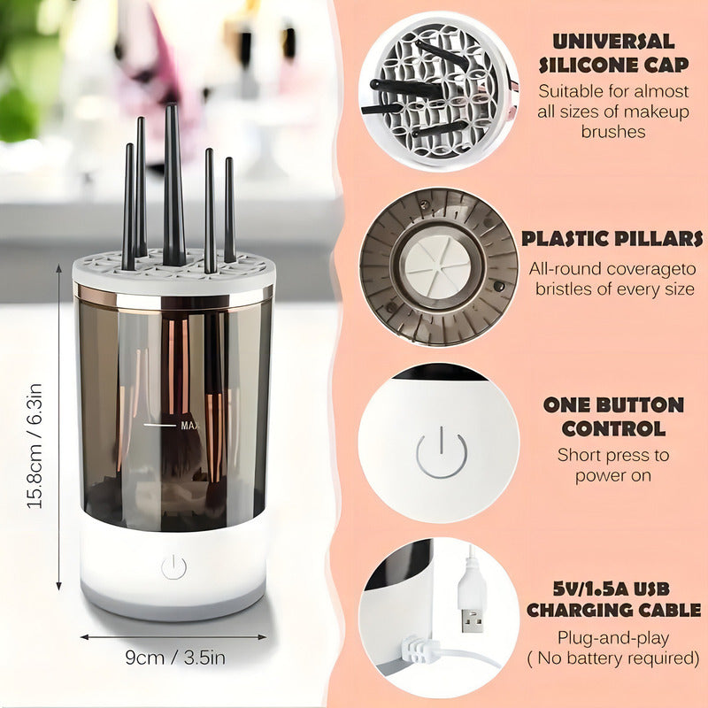Limpiador Eléctrico Brochas Maquillaje Abigale Usb Portátil Automático Agua