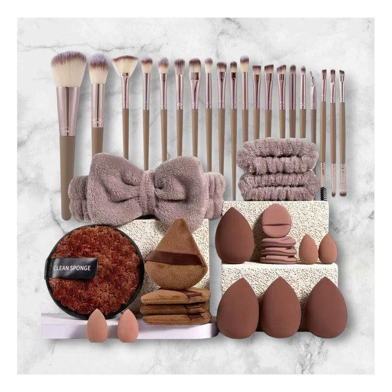 Set De 20 Brochas De Maquillaje Markeup Modelo Marrón