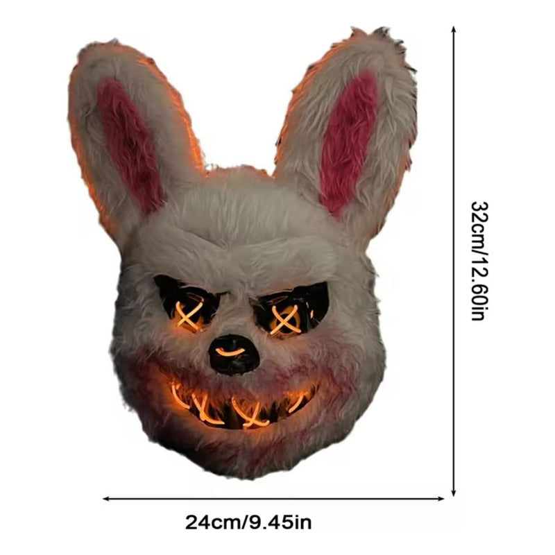Máscara Led Conejo Malo Terror - Adolescentes Y Adulto Blanco Mascara Conejo De Terror Led
