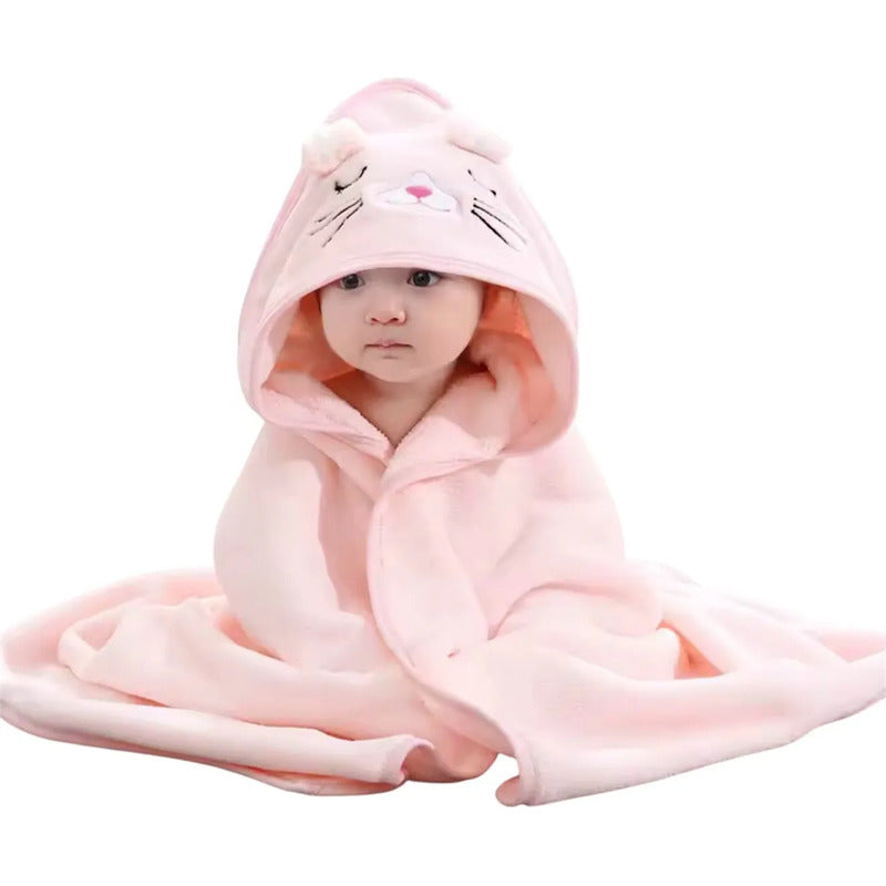 Toalla Para Bebé Confort Modelo 9988 Diseño Animalitos Rosa