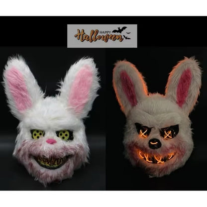 Máscara Led Conejo Malo Terror - Adolescentes Y Adulto Blanco Mascara Conejo De Terror Led