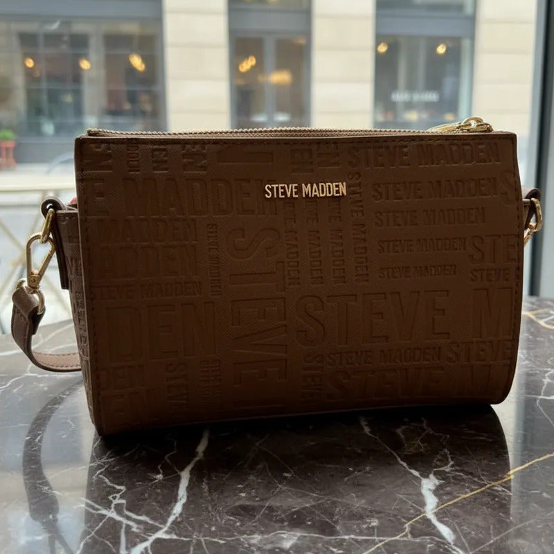 Bolso Steve Madden Cafe Cafe/dorado Letras Oro Oro/cafe