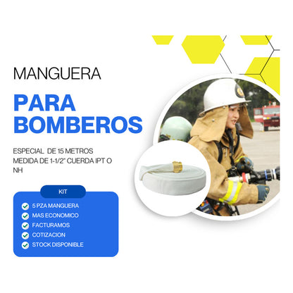 Manguera Contra Incendio De 1-1/2 X 15 Metros ( 5 Pza )