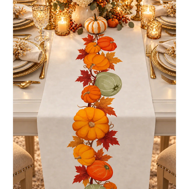 Camino De Mesa Halloween Calabaza Naranja Claro