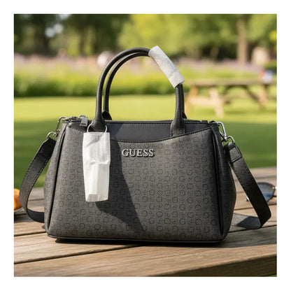 Bolsos Guess Gris Oscuro Letras G Níquel Gris Y Negro