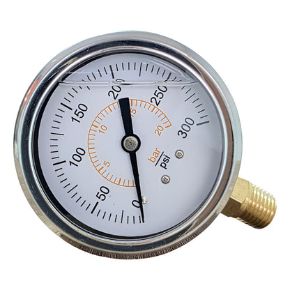 Manómetro Glicerina 0-300 Psi, 2.5 Caratula, Conexión 1/4